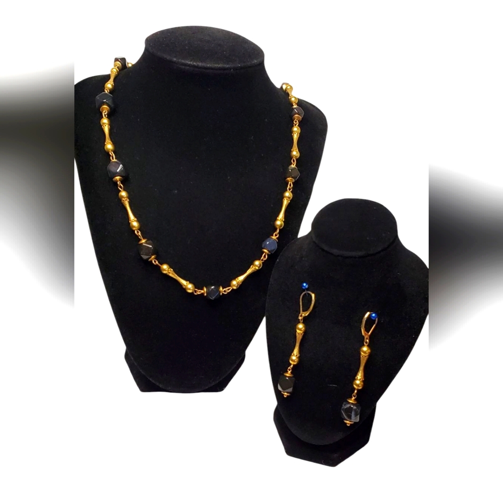 Vtg. Upcycled Set Necklace And Dangle Earrings